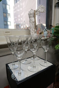 Vintage Etched Floral Wine Glasses Set of 6