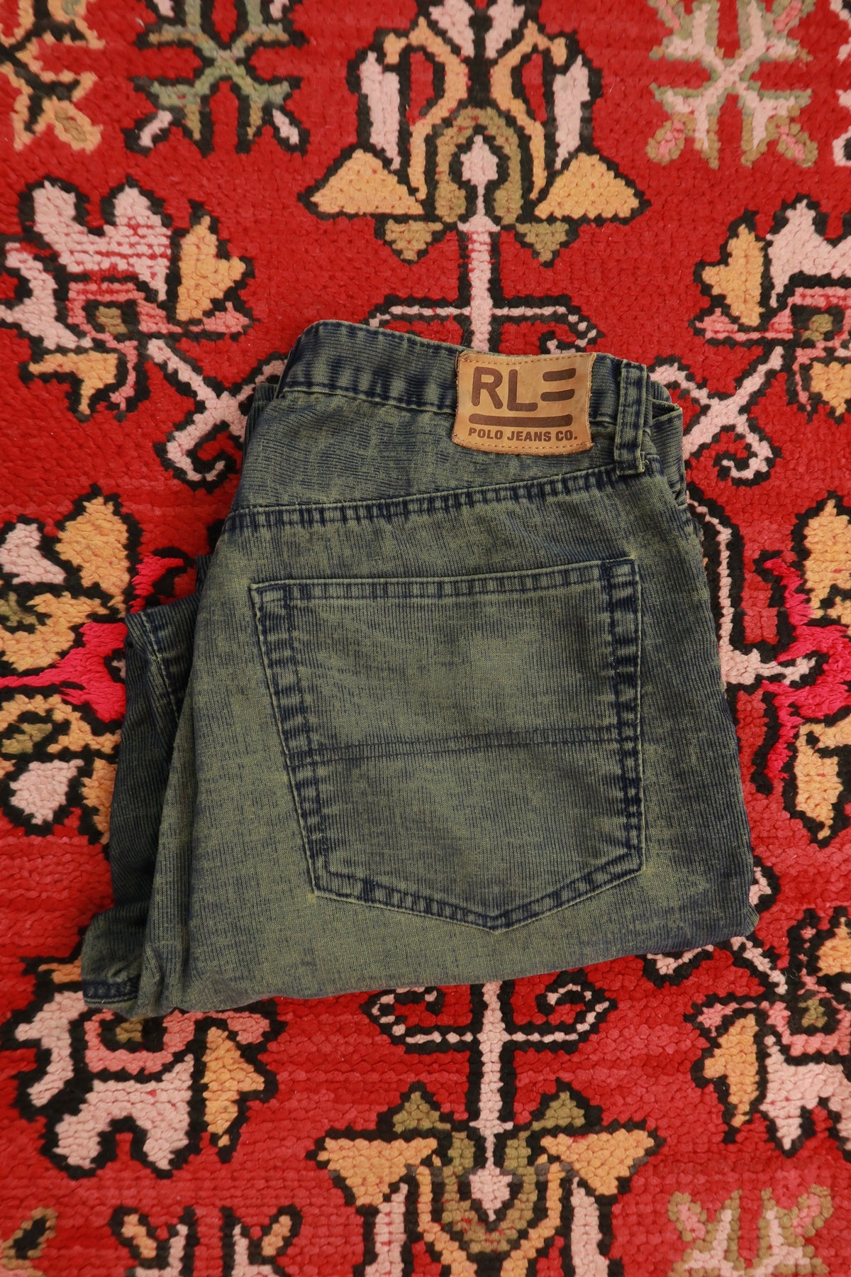 Vintage Y2K Polo Jeans Co. Ralph Lauren Olive & Navy Corduroy Straight Leg Pants