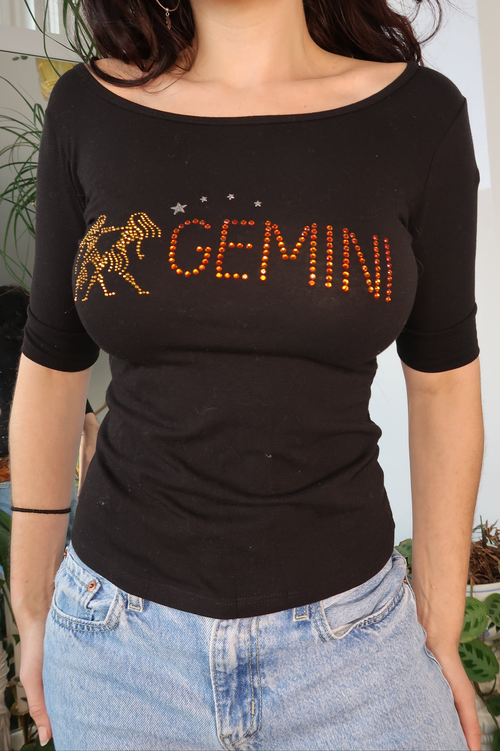 Vintage 2000s Gemini Bedazzled Top