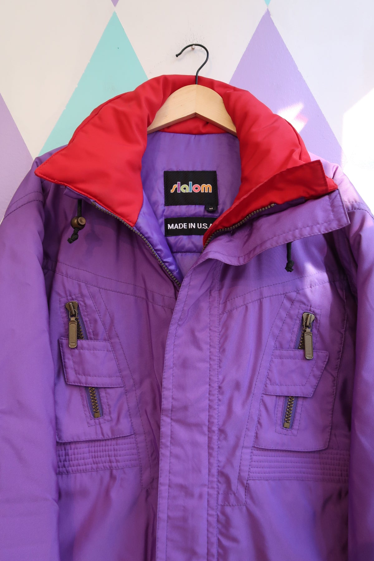Vintage 90s Slalom Purple and Red Ski Jacket – Made in USA