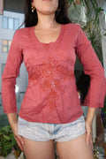Vintage 2000s Embroidered Tunic Peasant Top with Sequins – Boho Y2K Blouse - Elektra Vintage