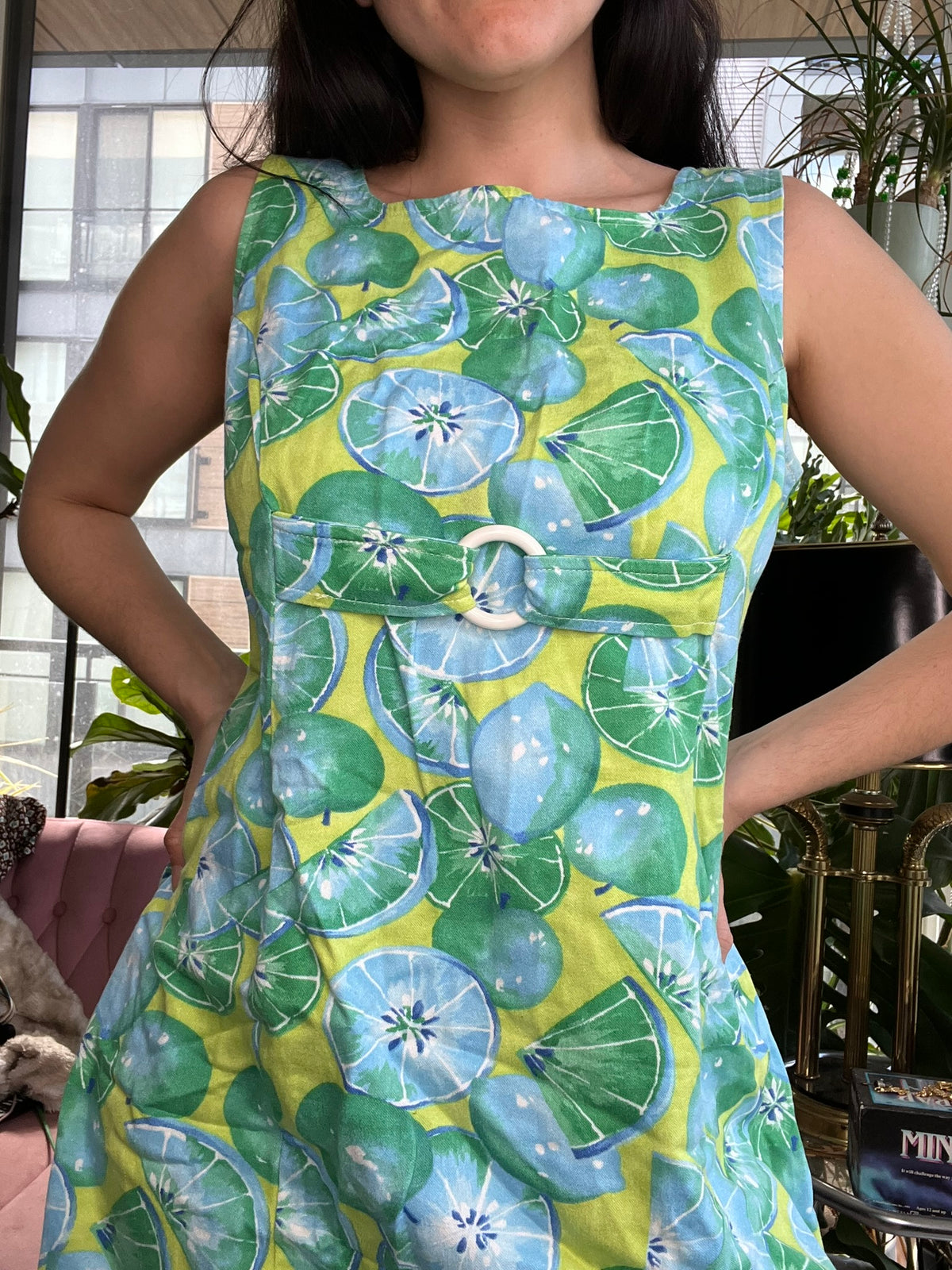 90s Vintage Citrus Lime Mini Dress - Elektra Vintage