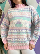 Load image into Gallery viewer, Vintage Pastel Elephant Knit Sweater
