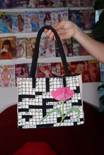 Load image into Gallery viewer, Vintage Embroidered Crossword Bag with Beaded Flower
