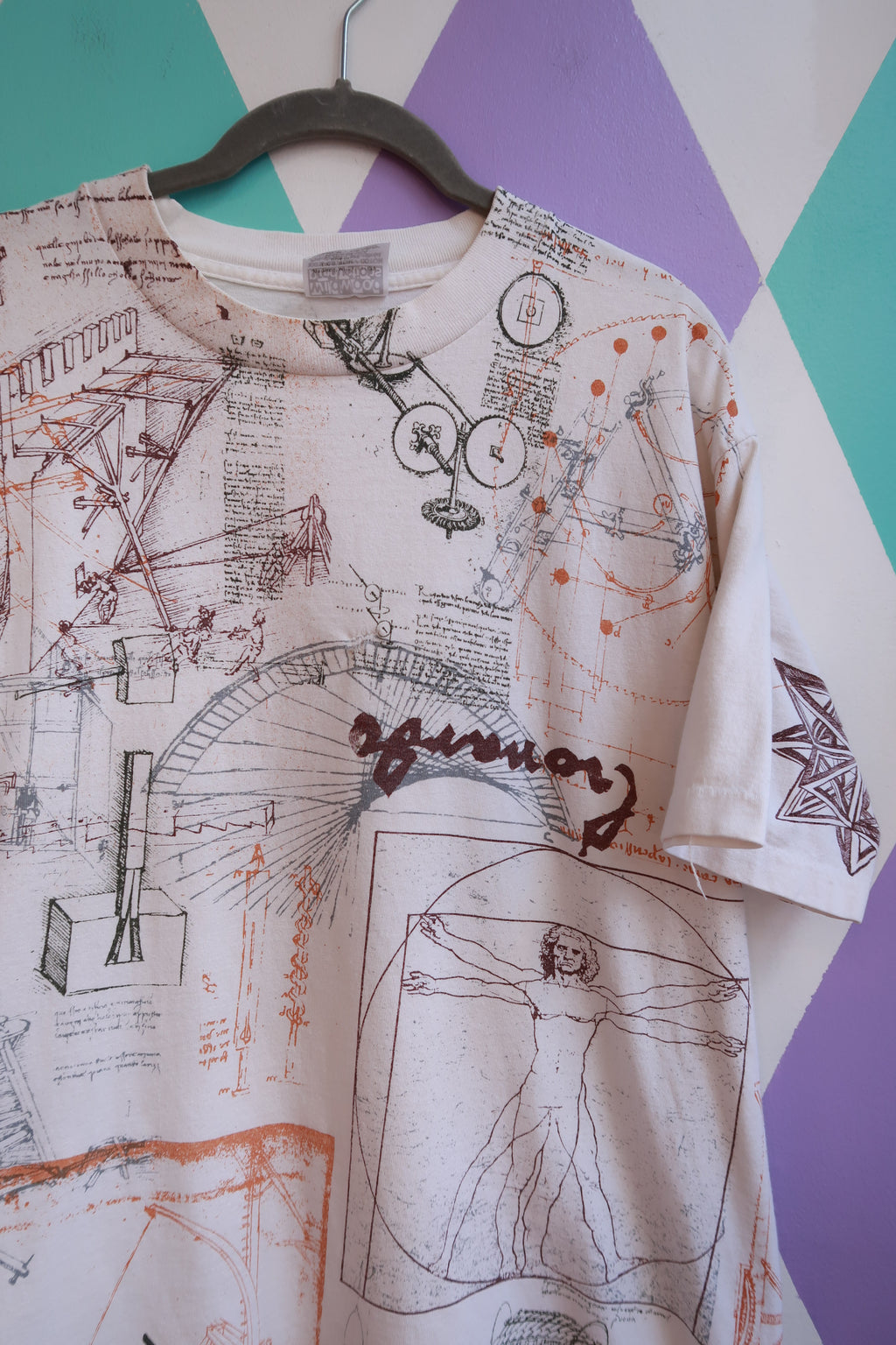 Vintage Leonardo da Vinci All Over Print Graphic T-Shirt