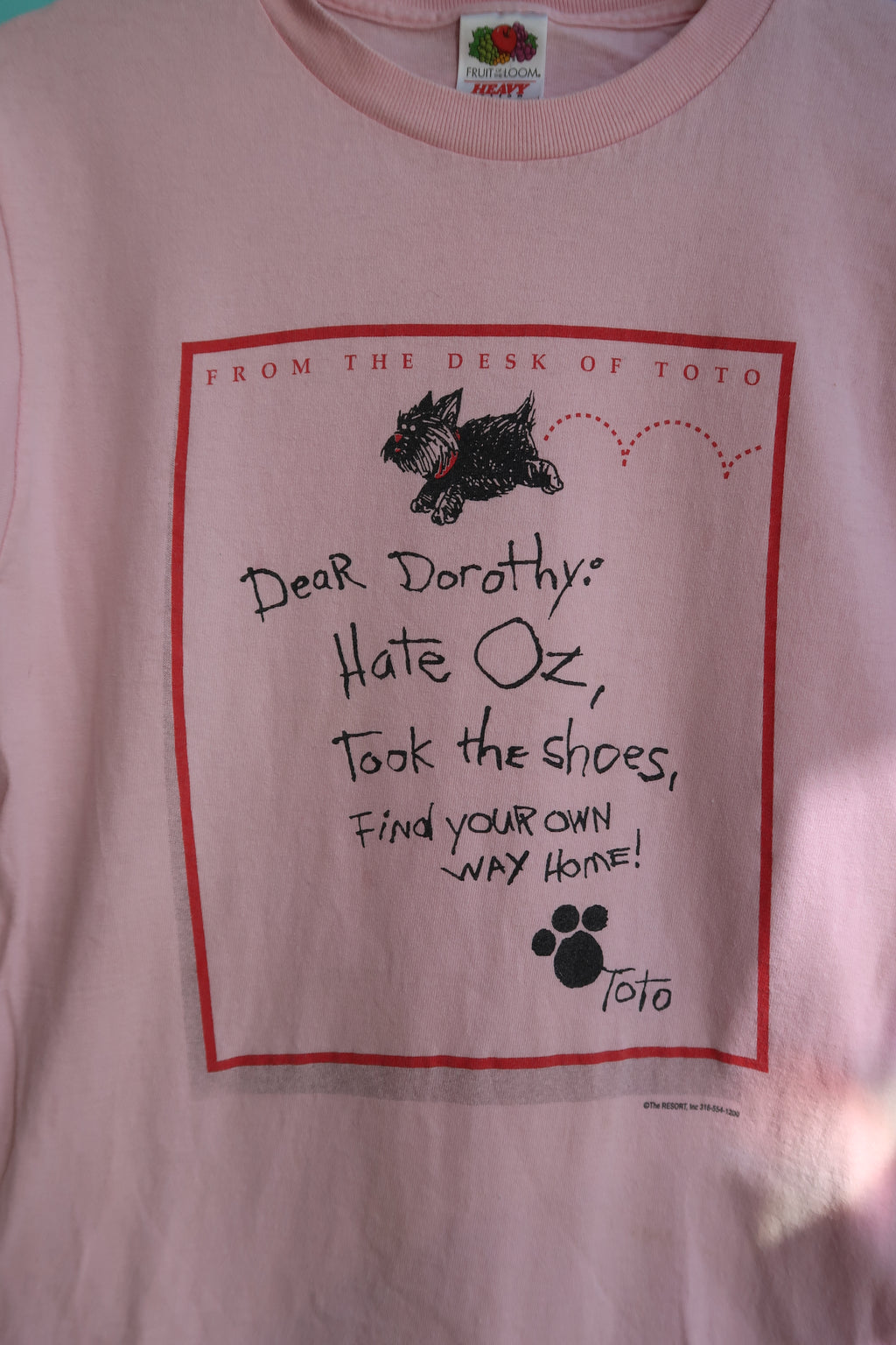 Letter from Toto the dog of Wizard of Oz saying "Dear Dorothy: Hate Oz, took the shoes, find your own way home!" 