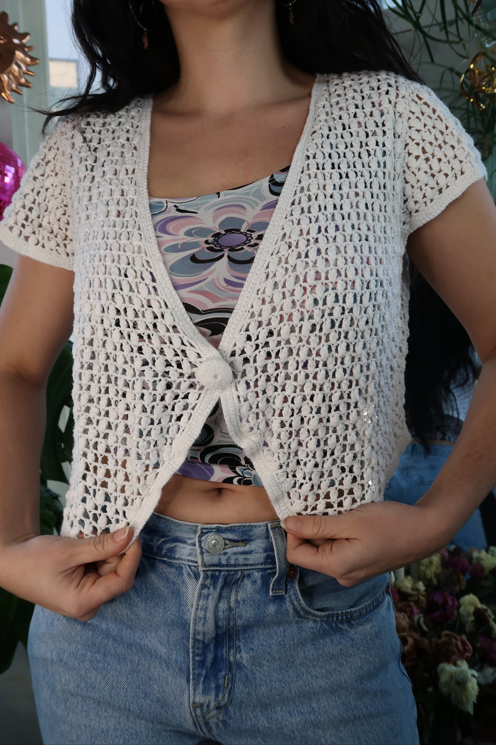 Vintage 90s White Crochet Top