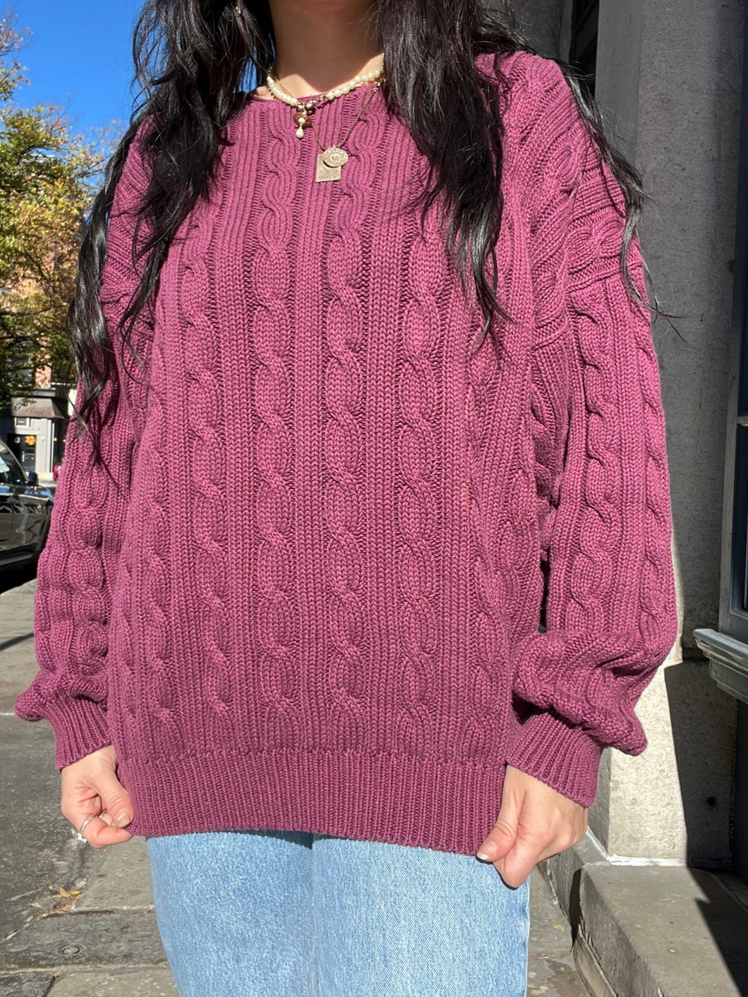 Vintage 1990s Gap Burgundy Chunky Knit Sweater