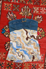 Load image into Gallery viewer, Vintage Y2K Forenza Plus Size Denim &amp; Abstract Print Babydoll Cami Top
