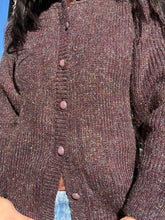 Load image into Gallery viewer, Vintage Plum Metallic Knit Cardigan
