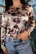 Vintage Silky Velour Roses Top - Elektra Vintage