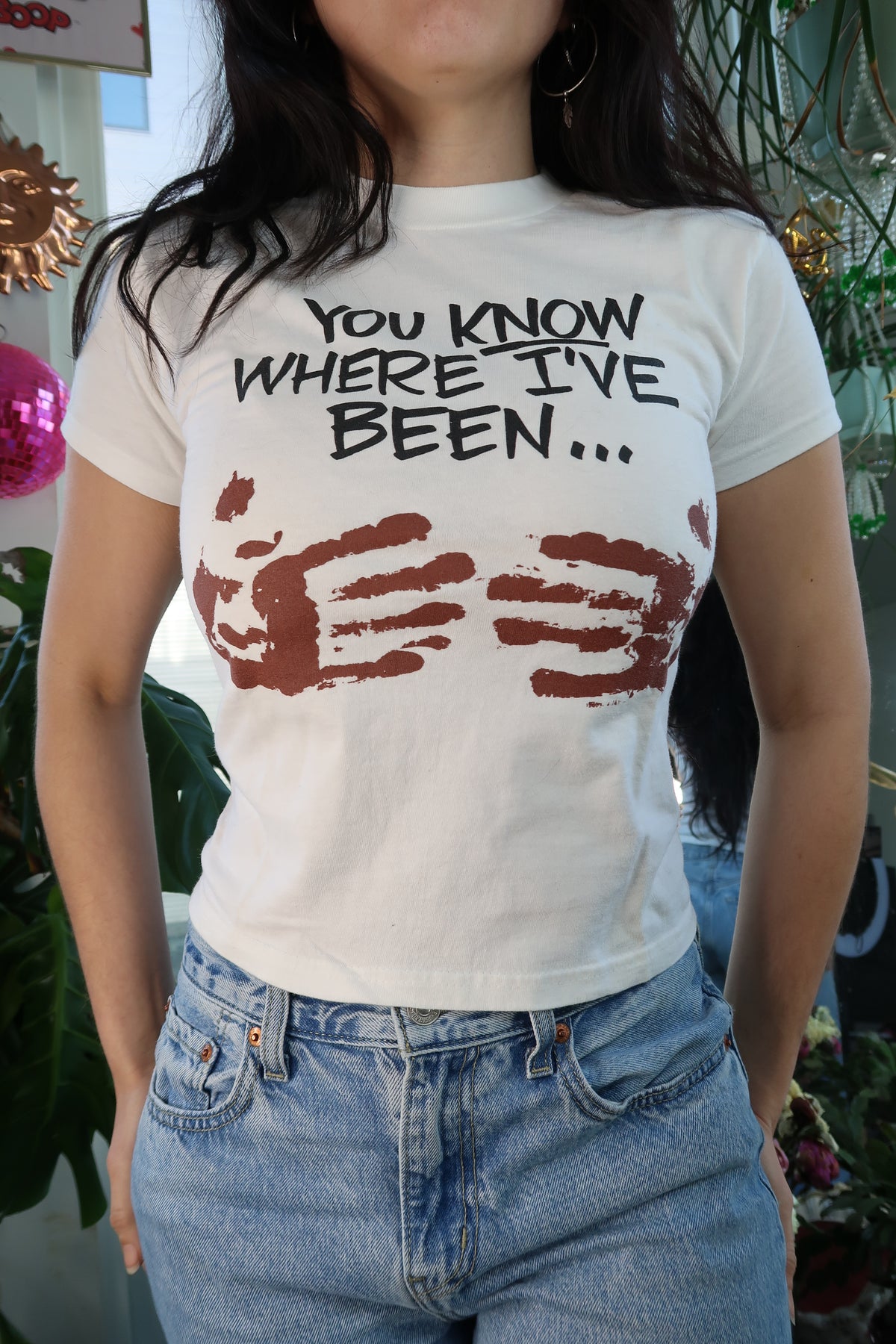 Vintage Dreamland BBQ women's baby tee by Elektra Vintage, casual top with retro-inspired design and soft fabric.
