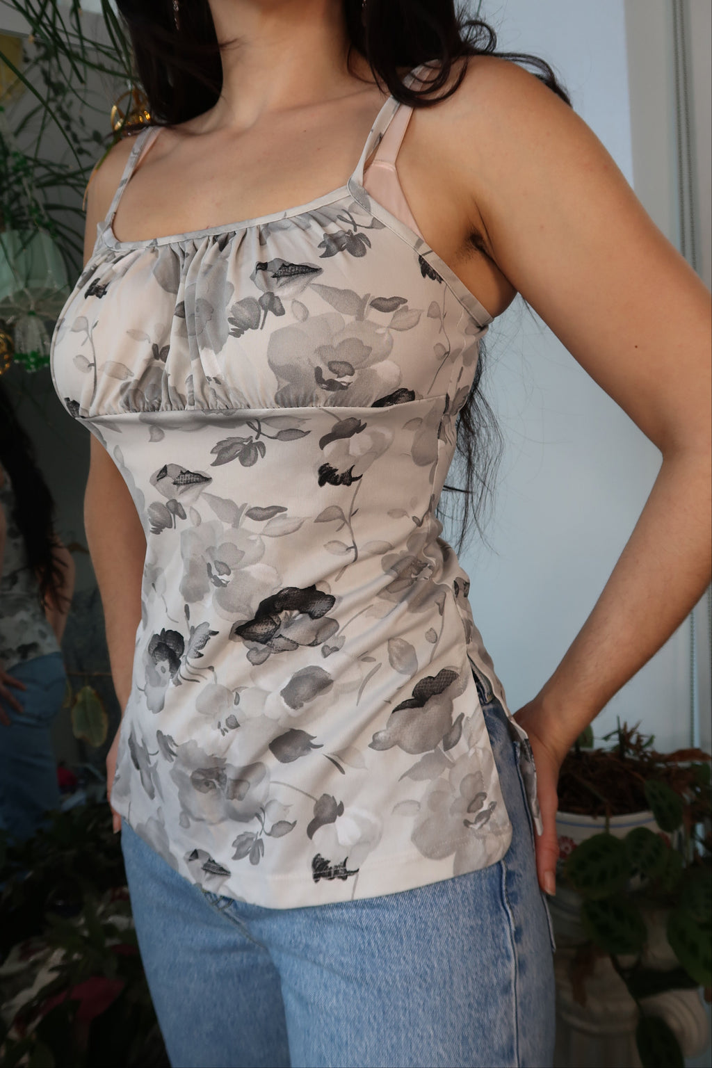 Vintage 90s Goth Floral Tank Top