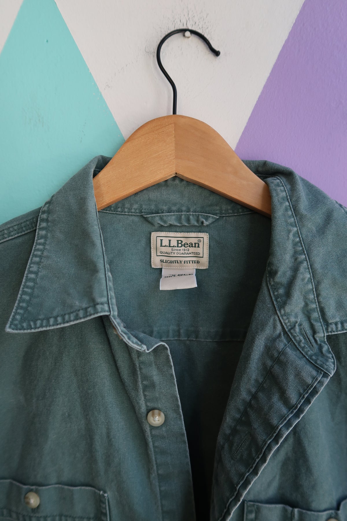 Vintage L.L.Bean Faded Teal Button-Up Shirt