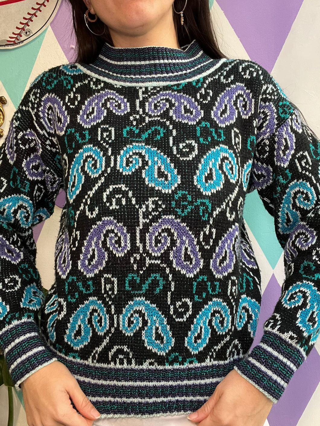 Vintage Paisley Knit Sweater