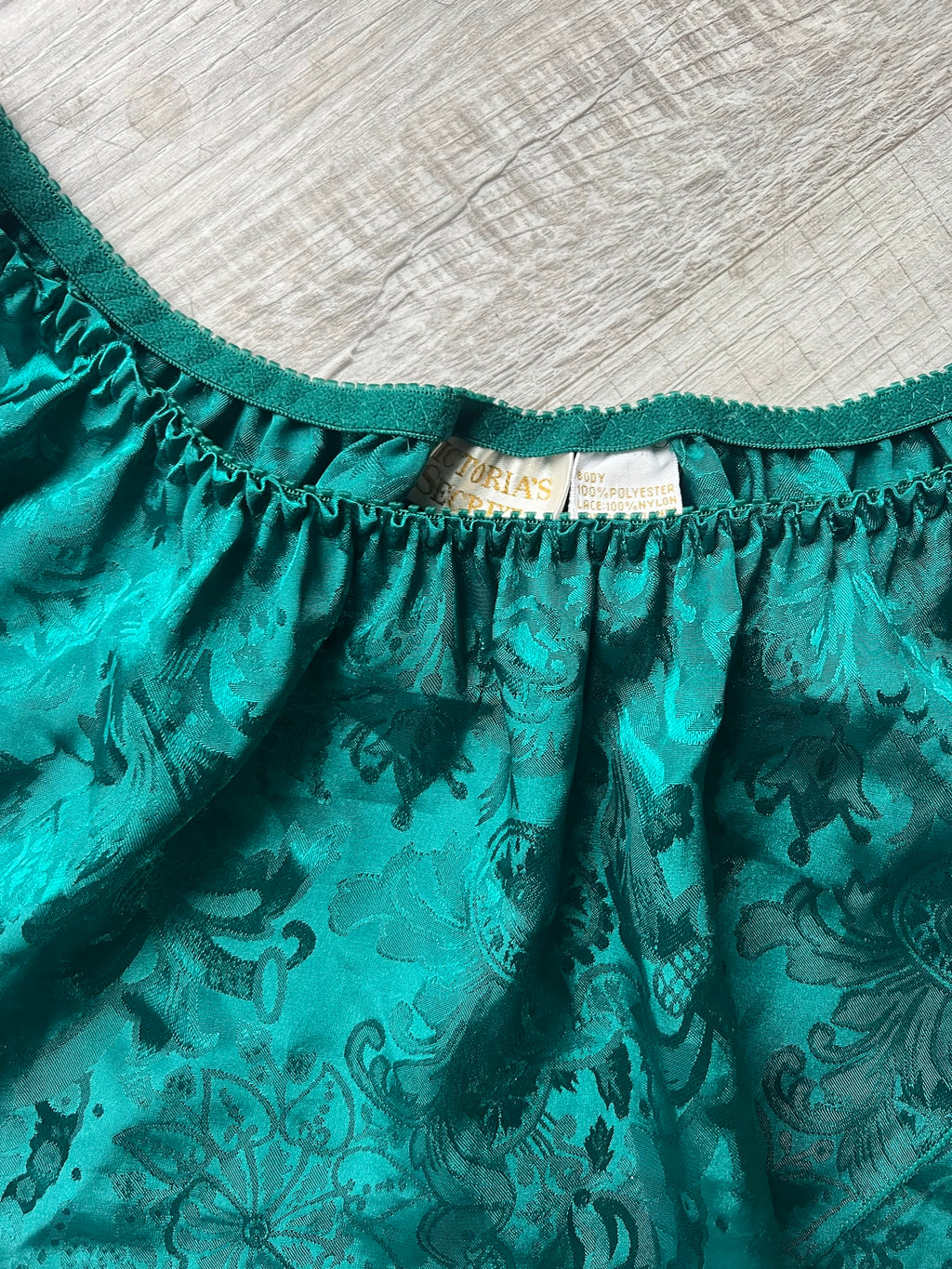 Vintage Gold Label Victoria's Secret Green Satin Shorts - Elektra Vintage