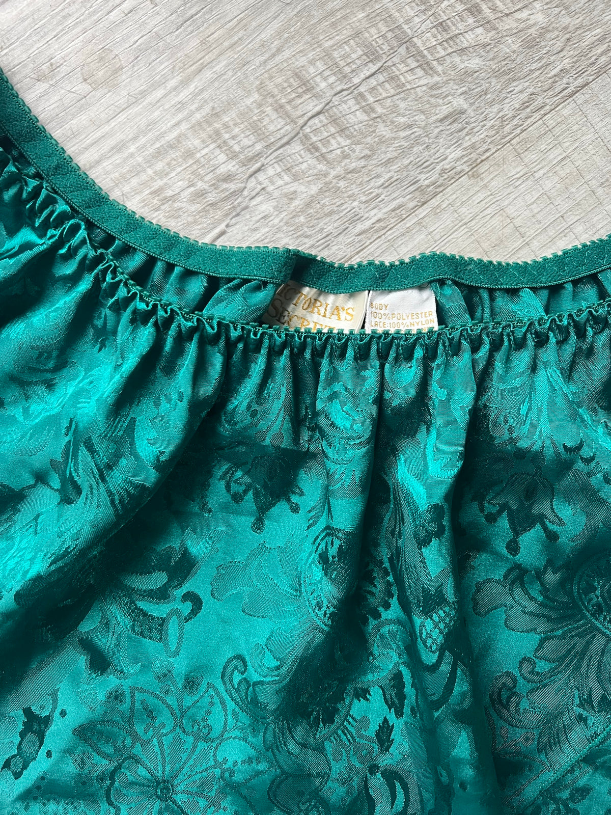 Vintage Gold Label Victoria's Secret Green Satin Shorts - Elektra Vintage