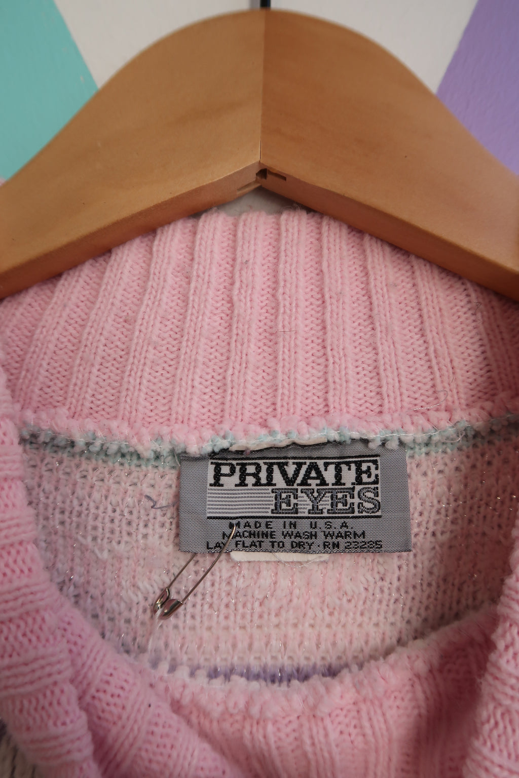 Vintage 80s Pastel Elephant Sweater by Private Eyes - Elektra Vintage