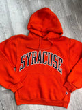 Vintage orange Syracuse University hoodie by Elektra Vintage featuring the university logo on soft cotton fabric.