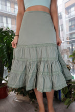 Load image into Gallery viewer, Vintage 2000s Sage Green Corduroy Tiered Midi Skirt
