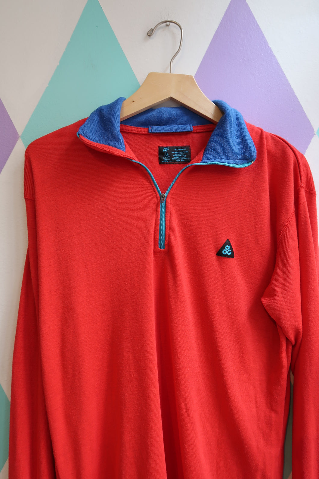 Vintage Nike ACG 90s Red Half-Zip Pullover – 100% Thermax