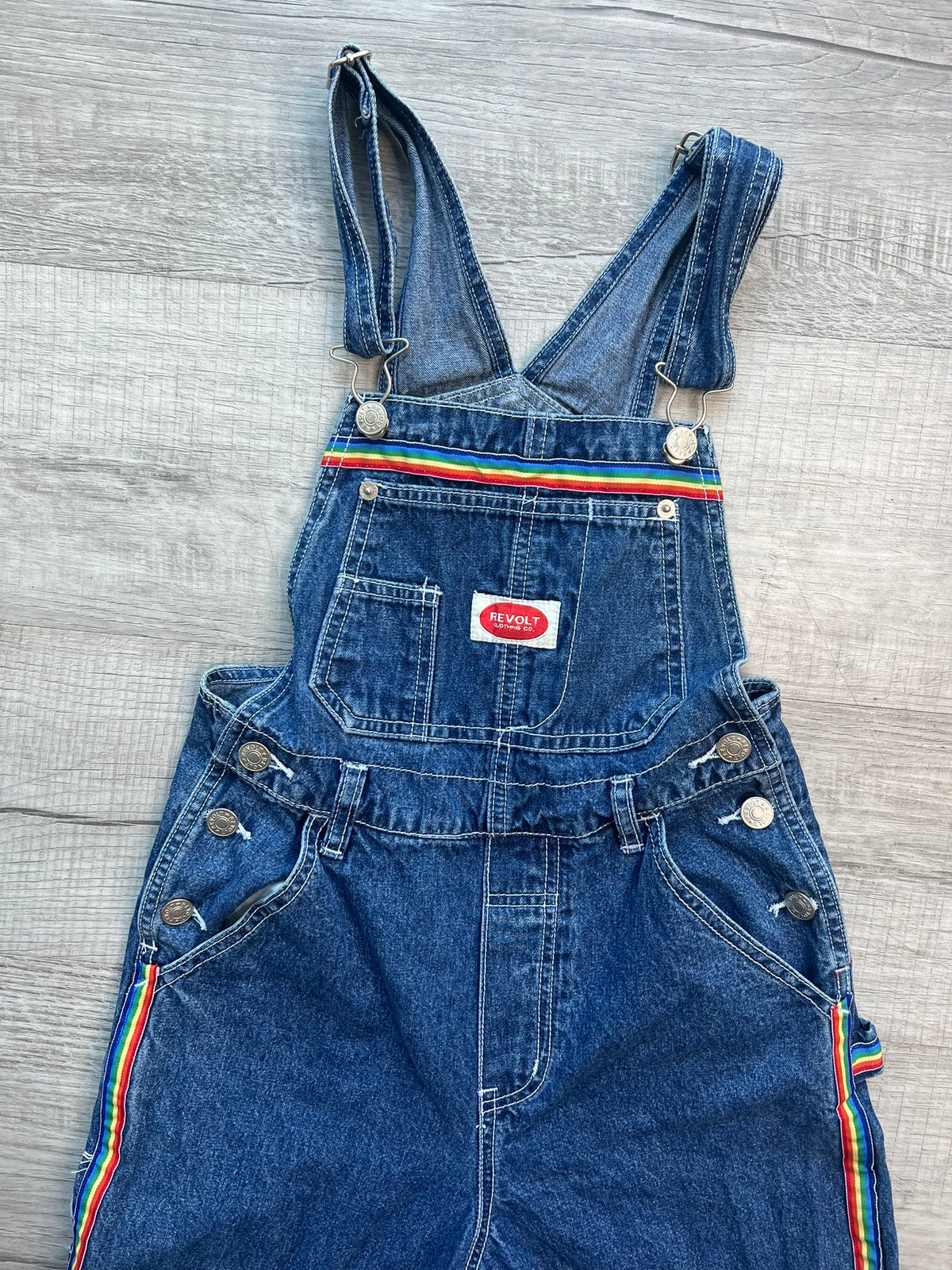 90s Vintage Revolt Rainbow Denim Overalls - Elektra Vintage