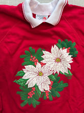 Load image into Gallery viewer, Vintage Christmas Poinsettias Collared Sweatshirt
