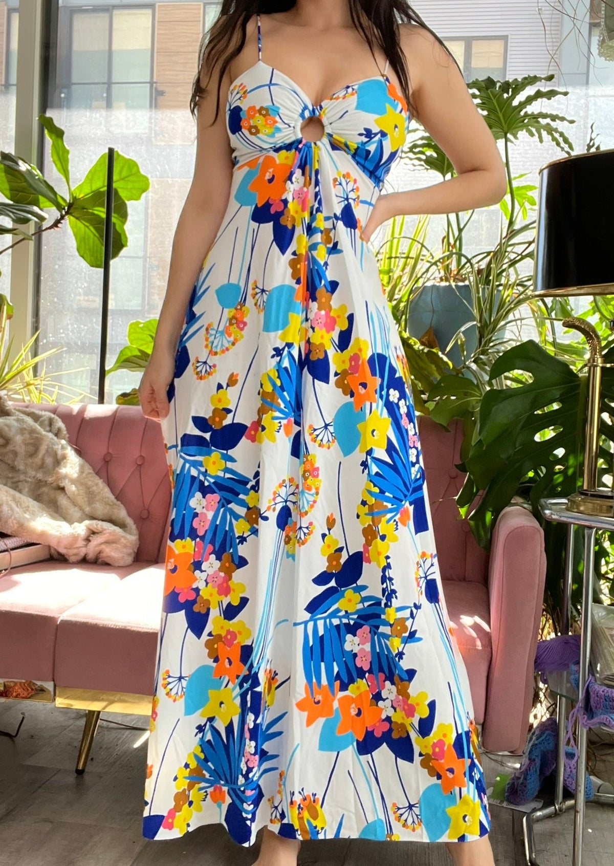 70s Vintage Floral Maxi Dress - Elektra Vintage