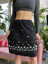 Load image into Gallery viewer, 2000s Vintage Black Mesh Floral Midi Skirt

