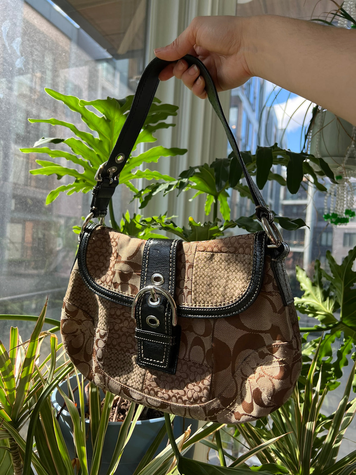 Y2k Vintage Patchwork Monogram Coach Shoulder Bag - Elektra Vintage