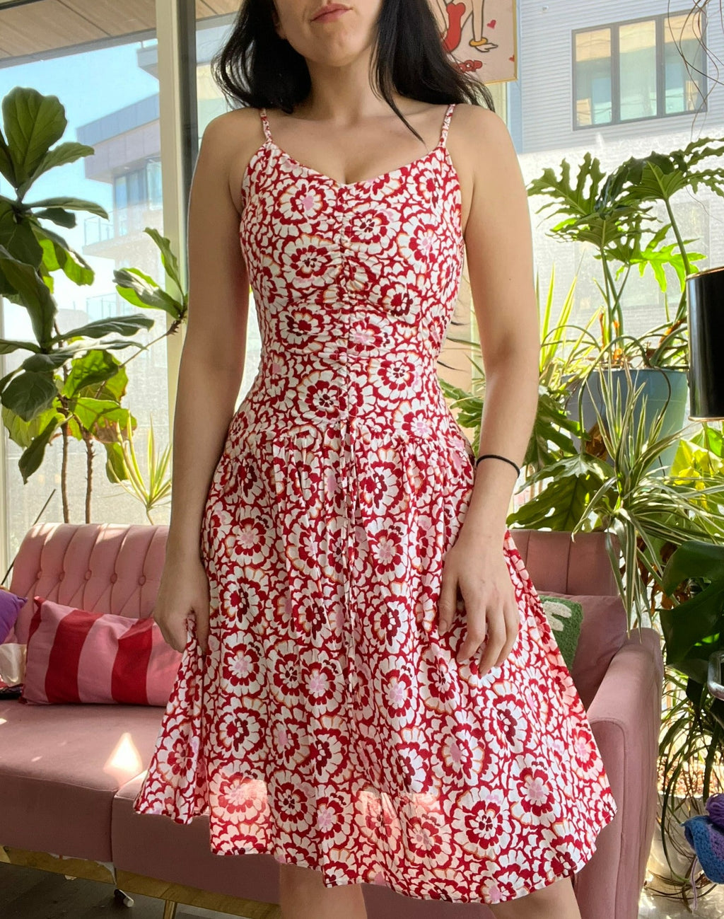 BCBG Maxazria Red Floral Dress - Elektra Vintage