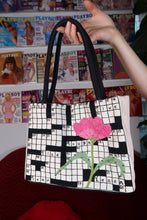 Load image into Gallery viewer, Vintage Embroidered Crossword Bag with Beaded Flower
