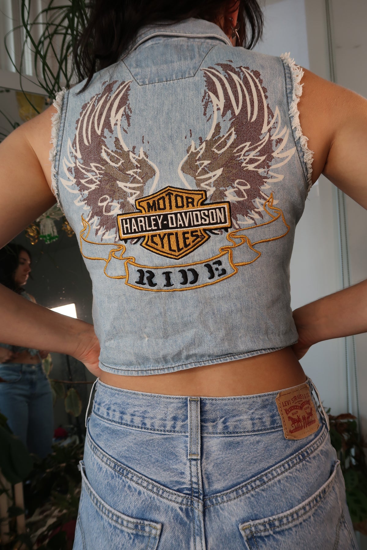 Vintage 2000s Harley Davidson Denim Vest