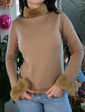 Load image into Gallery viewer, Vintage Nine West Brown Fur Collar Knit Top
