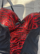 Load image into Gallery viewer, Vintage Red Zebra Sequin Corset Bodice Top
