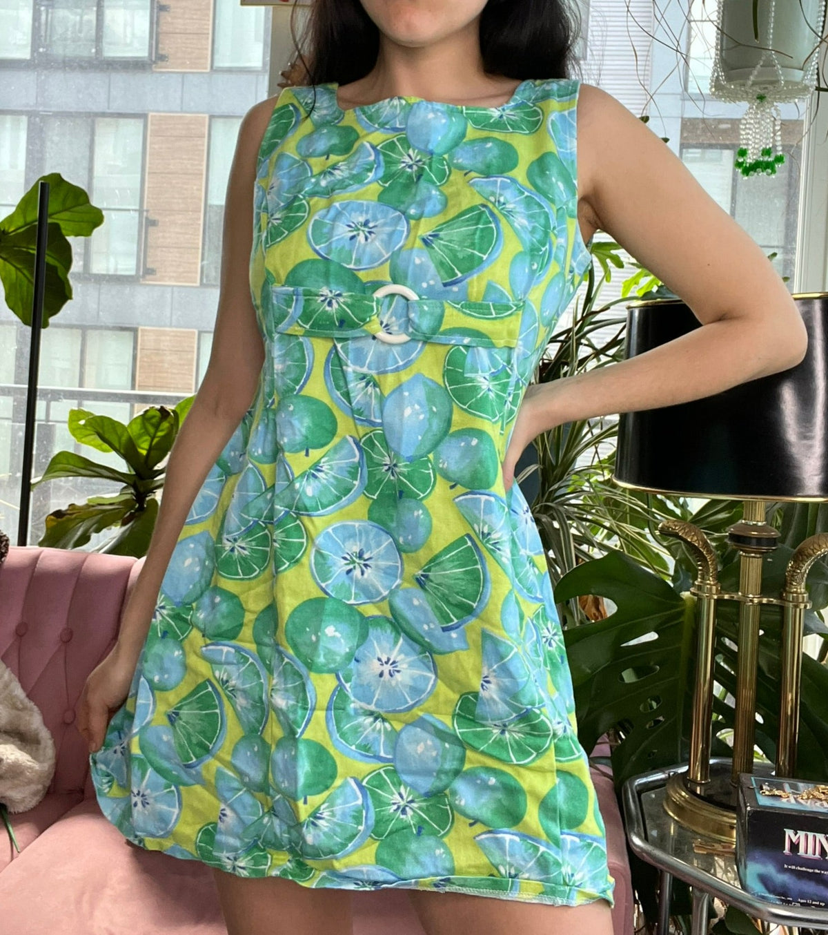 90s Vintage Citrus Lime Mini Dress - Elektra Vintage