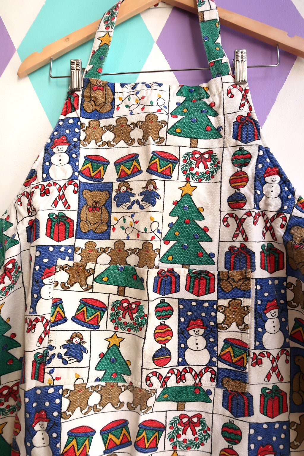 Vintage 90s Christmas Patchwork Print Apron
