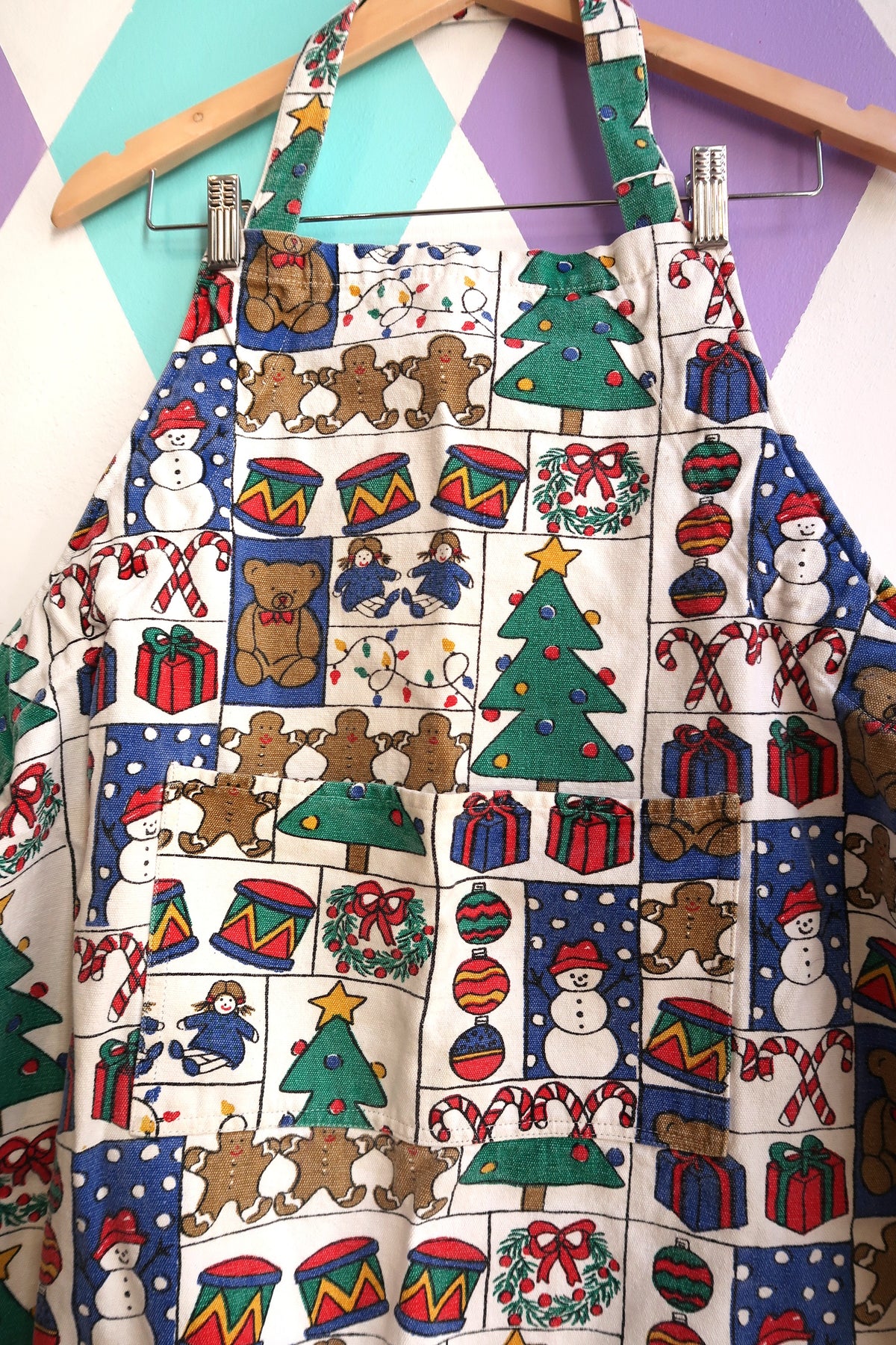 Vintage 90s Christmas Patchwork Print Apron