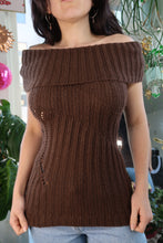 Load image into Gallery viewer, Vintage 2000’s Brown Ribbed Over the Shoulder Knit Top
