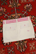 Load image into Gallery viewer, NWT Vintage Y2K White Denim Mini Skirt with Pink Stripe Belt
