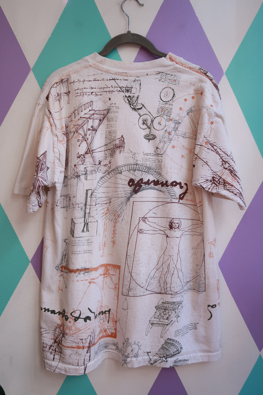 Vintage Leonardo da Vinci All Over Print Graphic T-Shirt