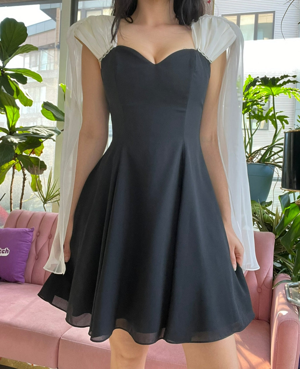 Vintage Black Gown with Cape - Elektra Vintage