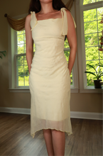 Load image into Gallery viewer, Vintage 2000s Butter Yellow Tie Strap Midi Dress
