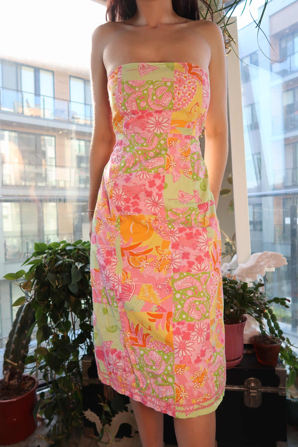Vintage Lilly Pulitzer Strapless Patchwork Dress – Y2K Preppy Summer Classic