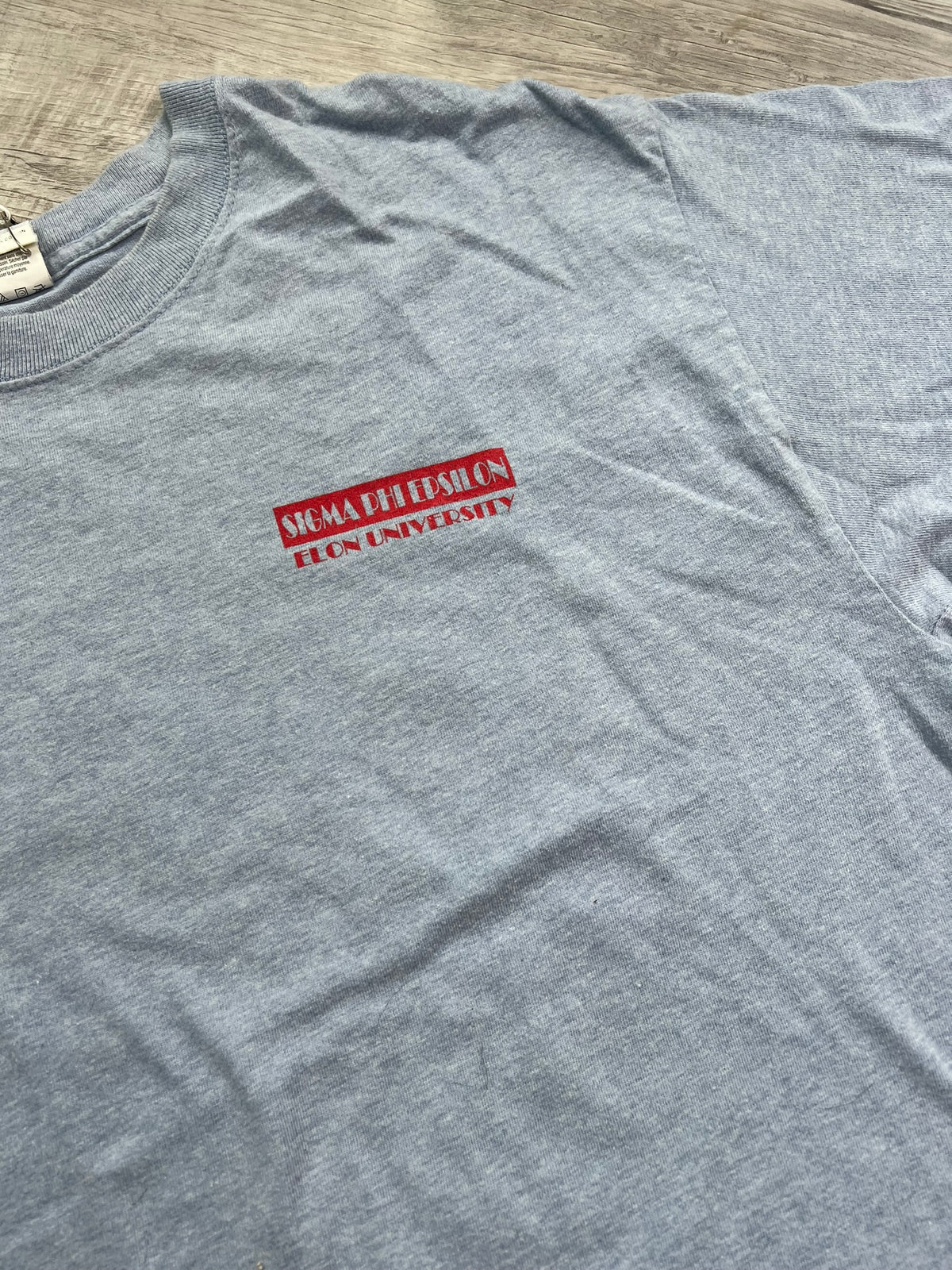 2000s Sigma Phi Epsilon vintage T-shirt by Elektra Vintage, showing classic college fraternity logo in black and white.