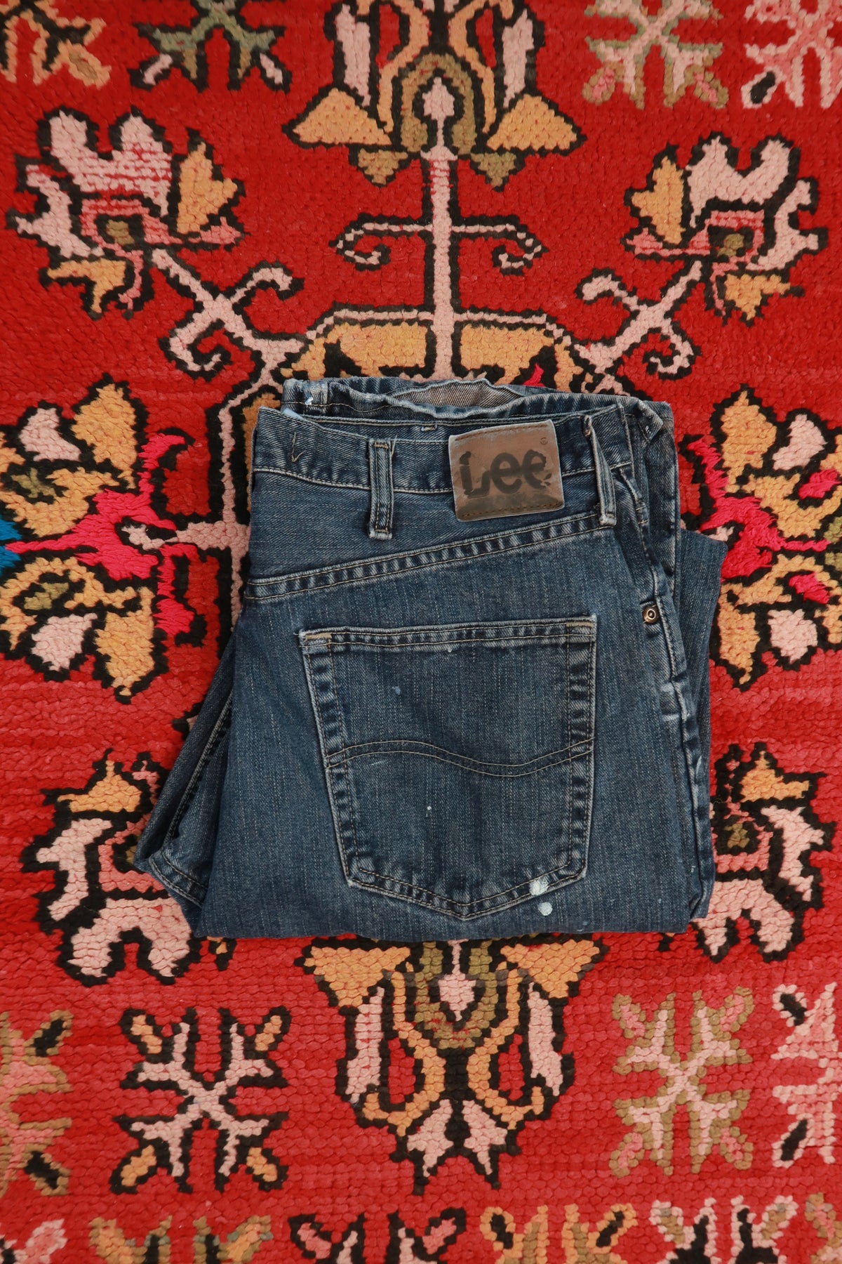 Vintage Y2K Lee Paint Splatter Relaxed Straight Leg Jeans