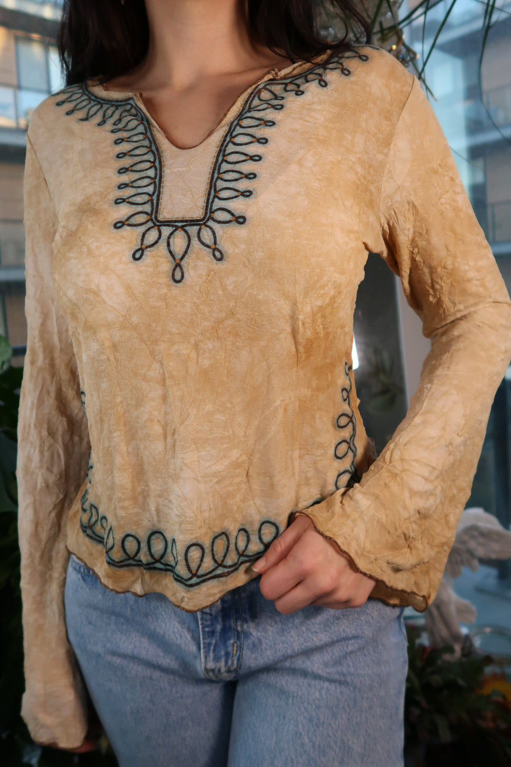 Vintage 2000s Western Bell Sleeve Top