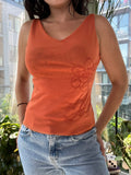 Vintage orange floral tank top for women by The Limited, featuring a sleeveless design and retro 2000s style.