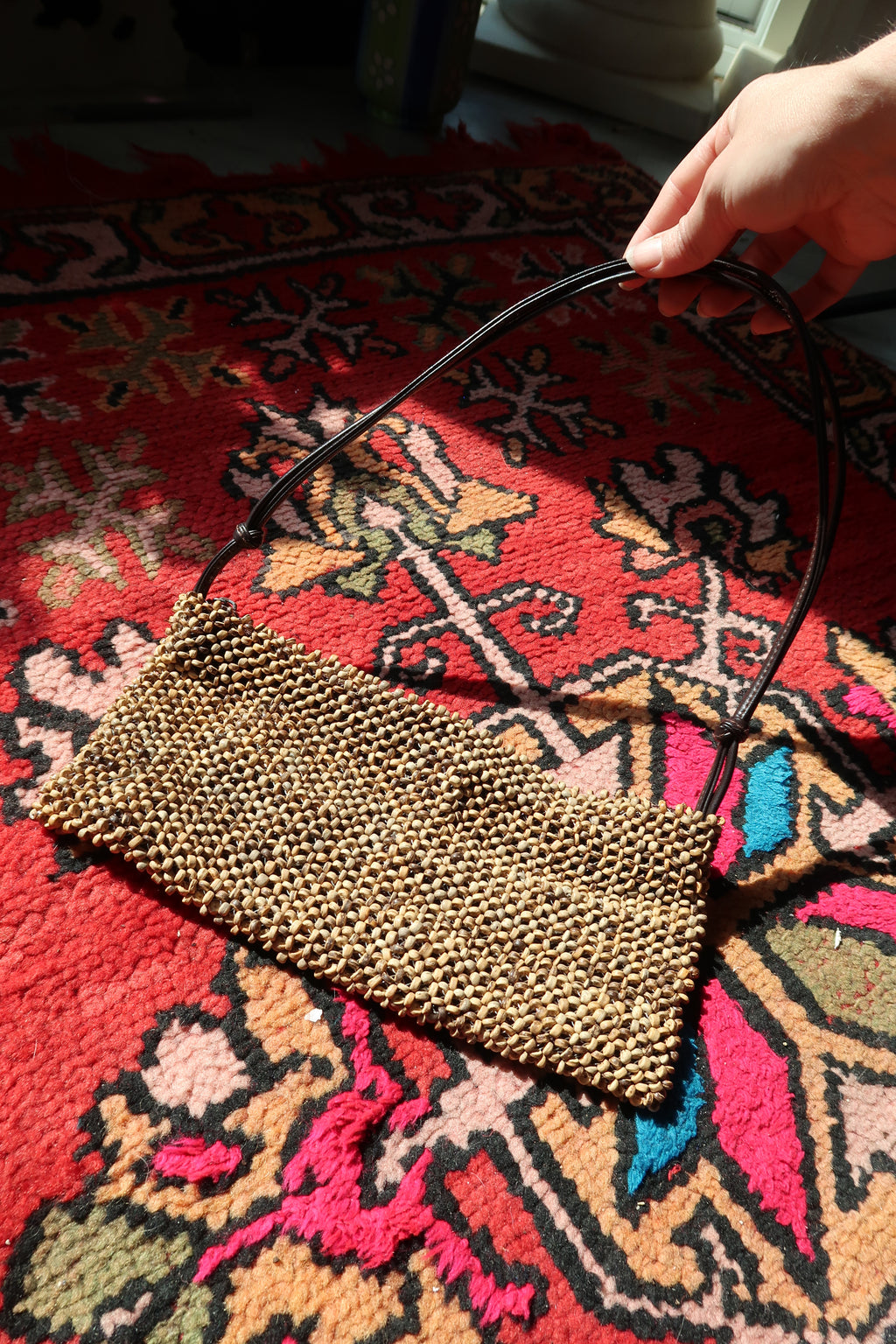 Vintage Express Beaded Shoulder Bag – 90s Y2K Minimalist Boho Purse