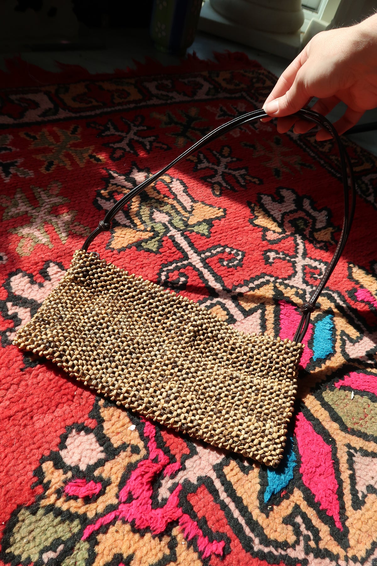 Vintage Express Beaded Shoulder Bag – 90s Y2K Minimalist Boho Purse